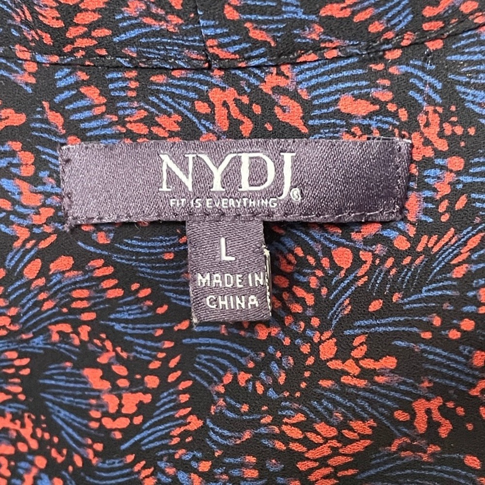 NYDJ Womens Large Long Sleeve Blouse Tie Neck Button Up Tunic Top - Picture 3 of 8